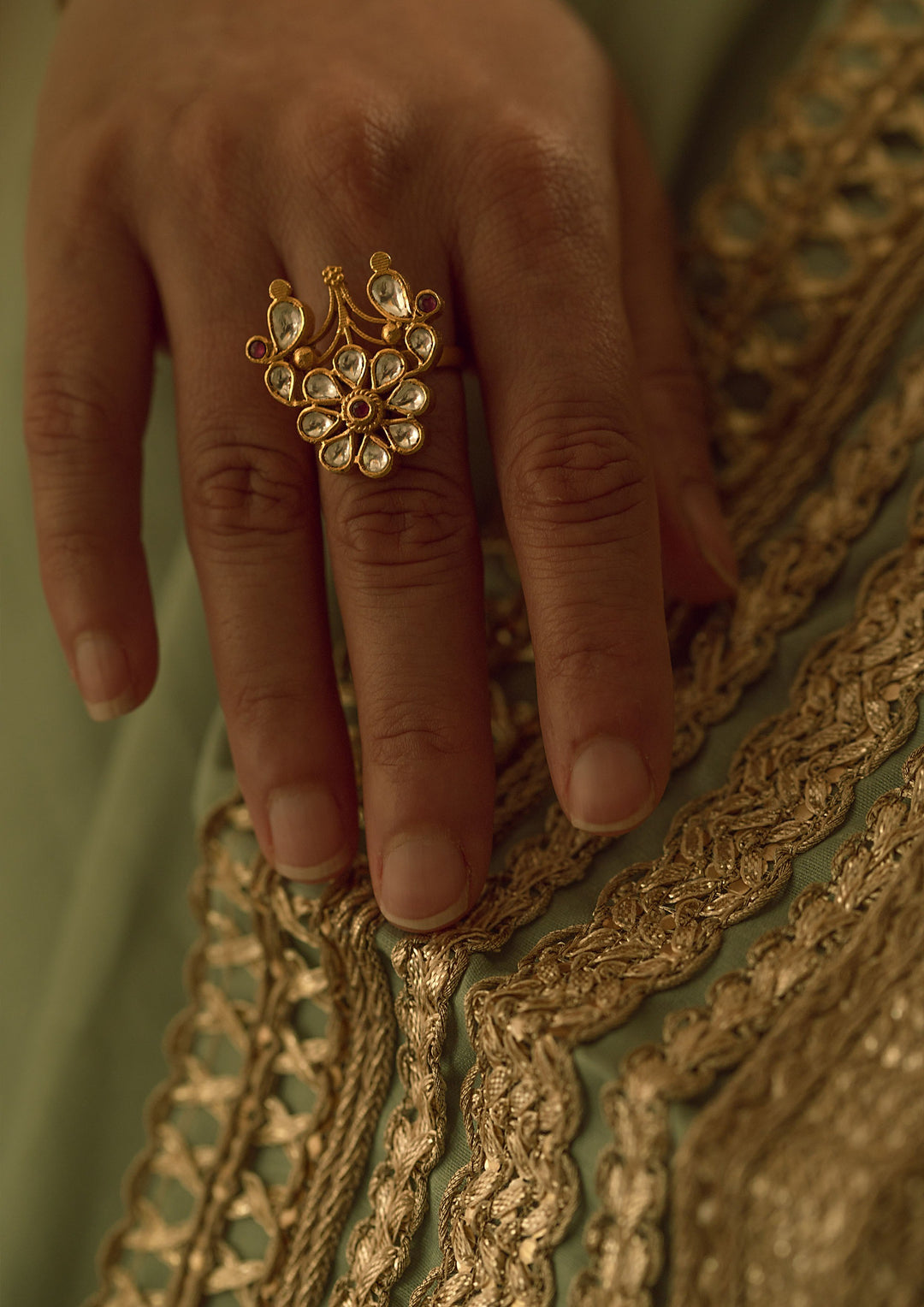 Vamika's Garden Flower 'Tukra' Adjustable Ring