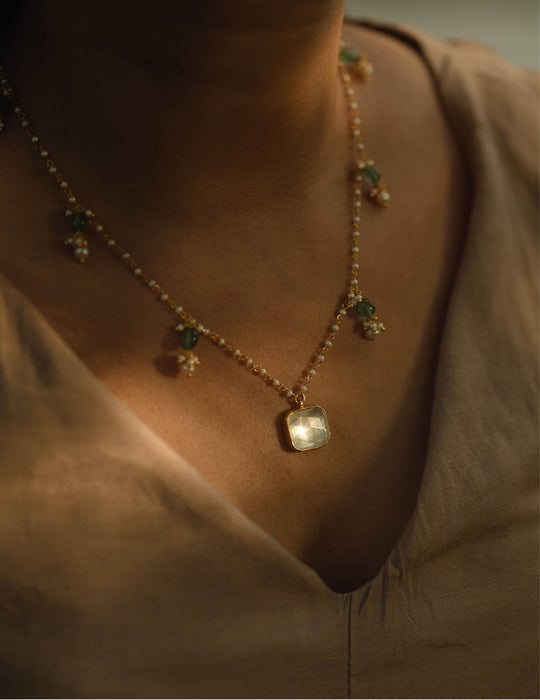 Emerald ‘Tukra' Necklace with Adjustable Length