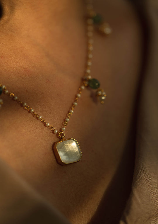 Emerald ‘Tukra' Necklace with Adjustable Length