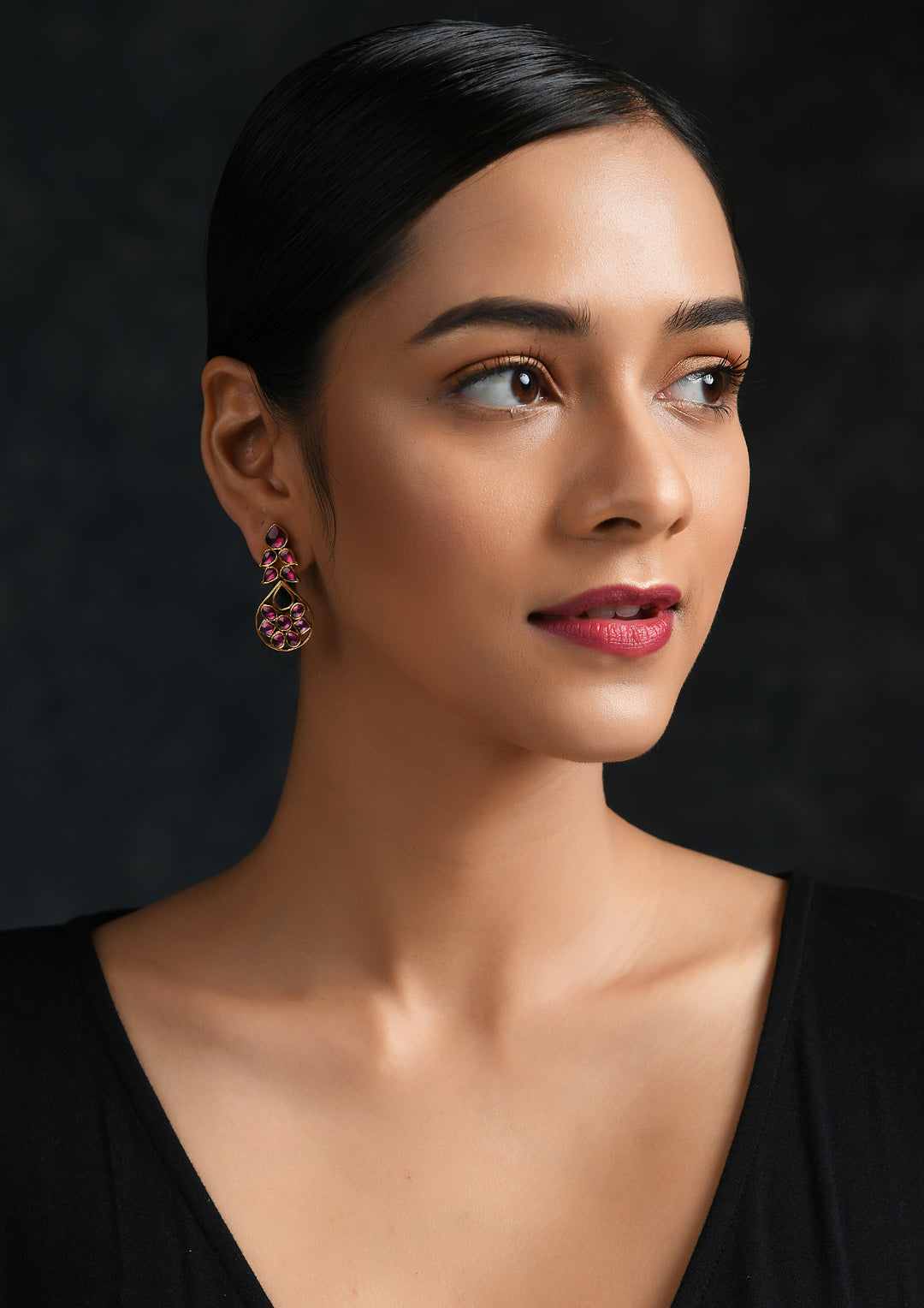 Classic Tourmaline Cocktail Earrings With Gold Plating