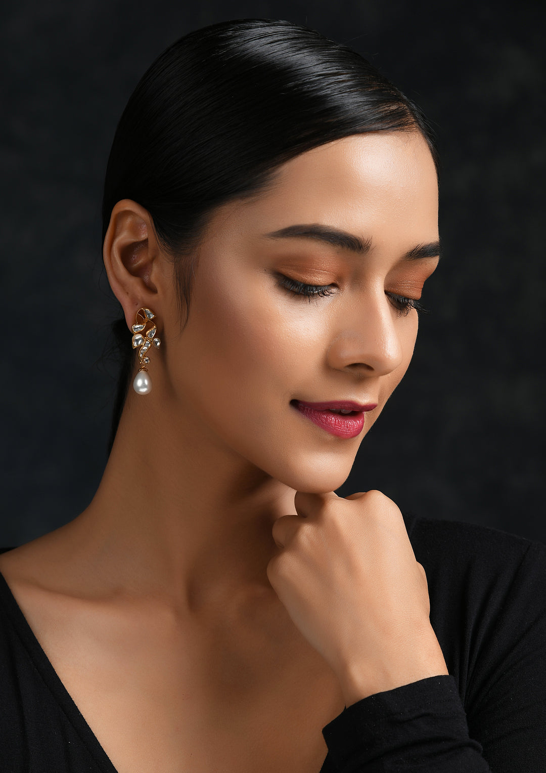 Contemporary Peacock Cocktail Earrings With Pearl Drops