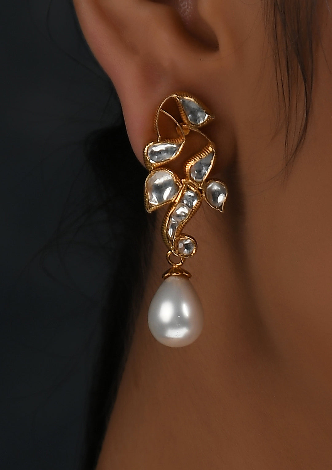 Contemporary Peacock Cocktail Earrings With Pearl Drops