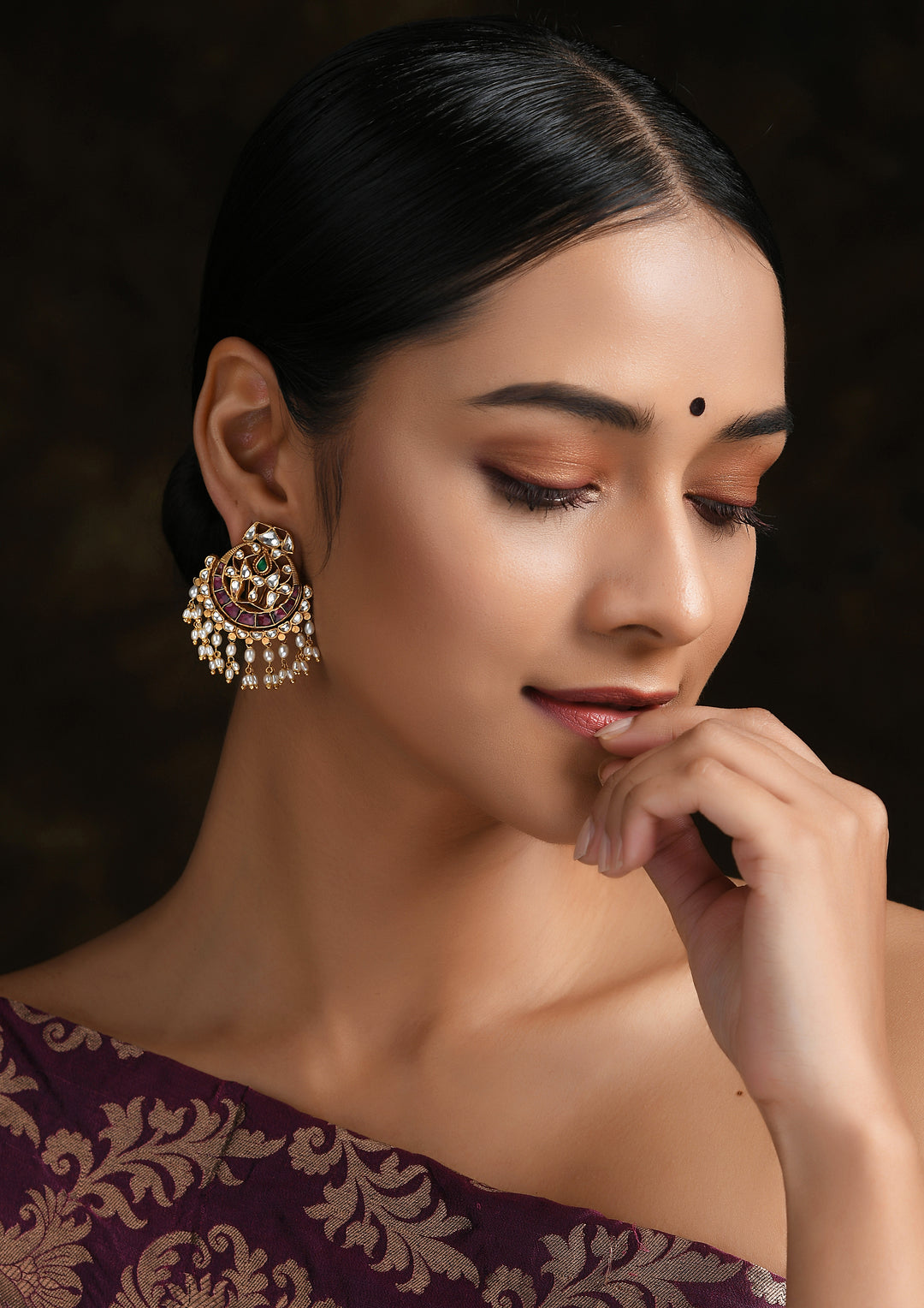 Navmi Multicolored Pankhi Chaandbalis With Pearl Hangings