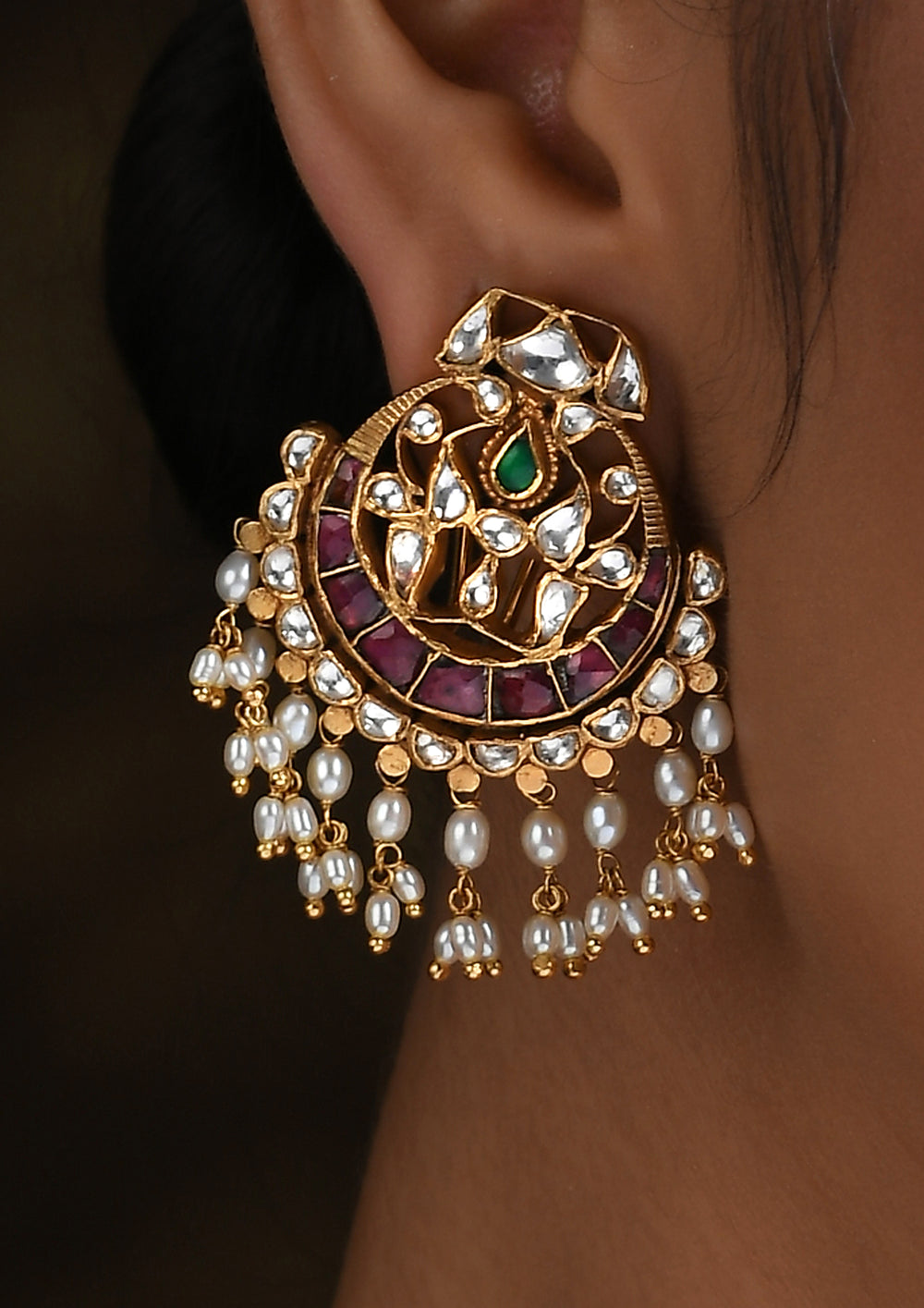 Navmi Multicolored Pankhi Chaandbalis With Pearl Hangings