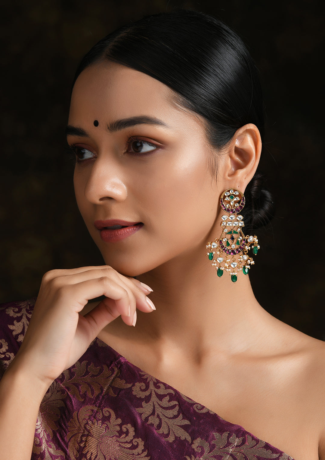 Multicolored Long Earrings In Gold-Plated Silver