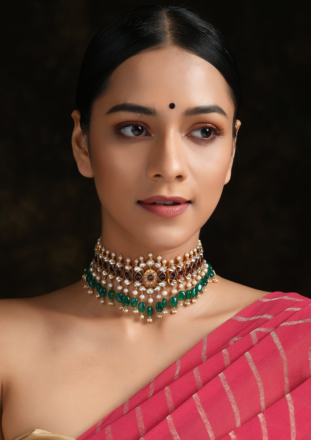 Traditional Gold Plated Multicolored Kundan Choker