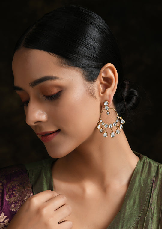 Rain Drops Kundan Chaandbalis With Polki