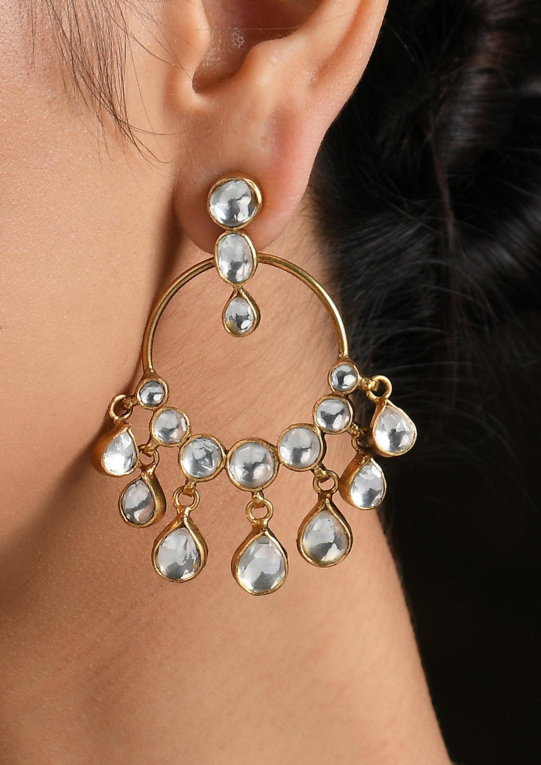 Rain Drops Kundan Chaandbalis With Polki