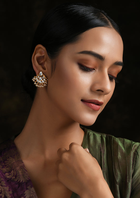 Monochrome Tear Drops Chaandbalis With Pearls