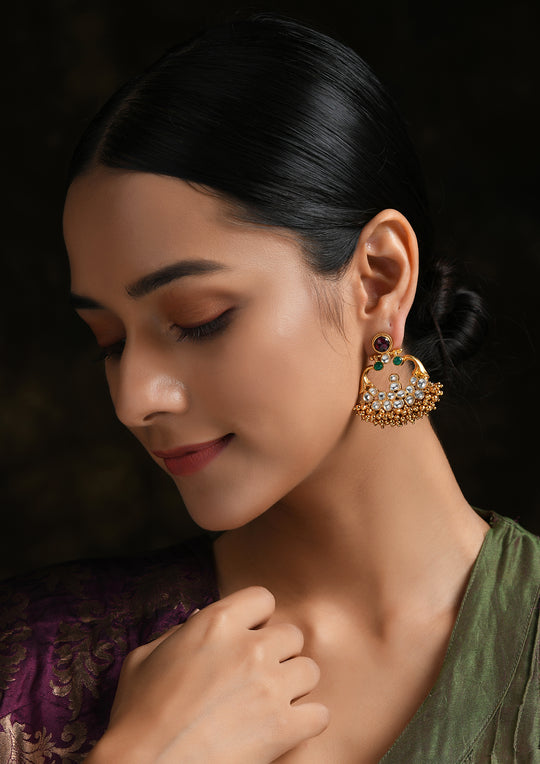 Golden Pipe Multicolored Earrings