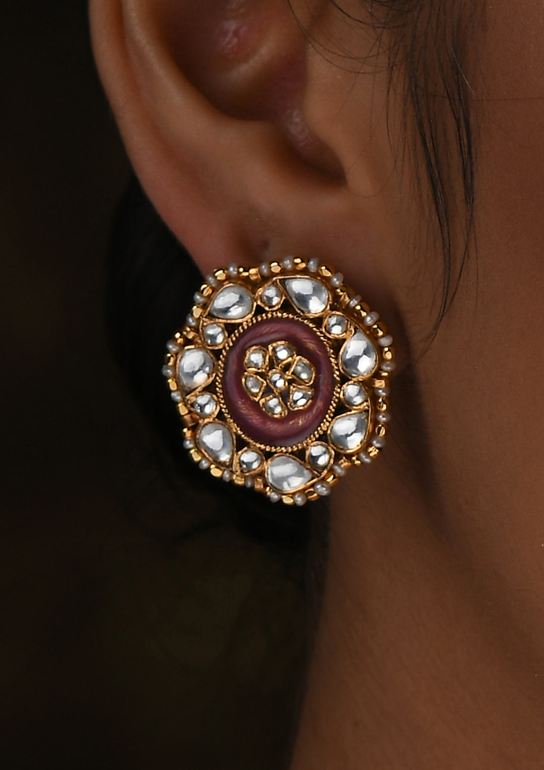 Classic Rouge- Pink Meenakari Studs