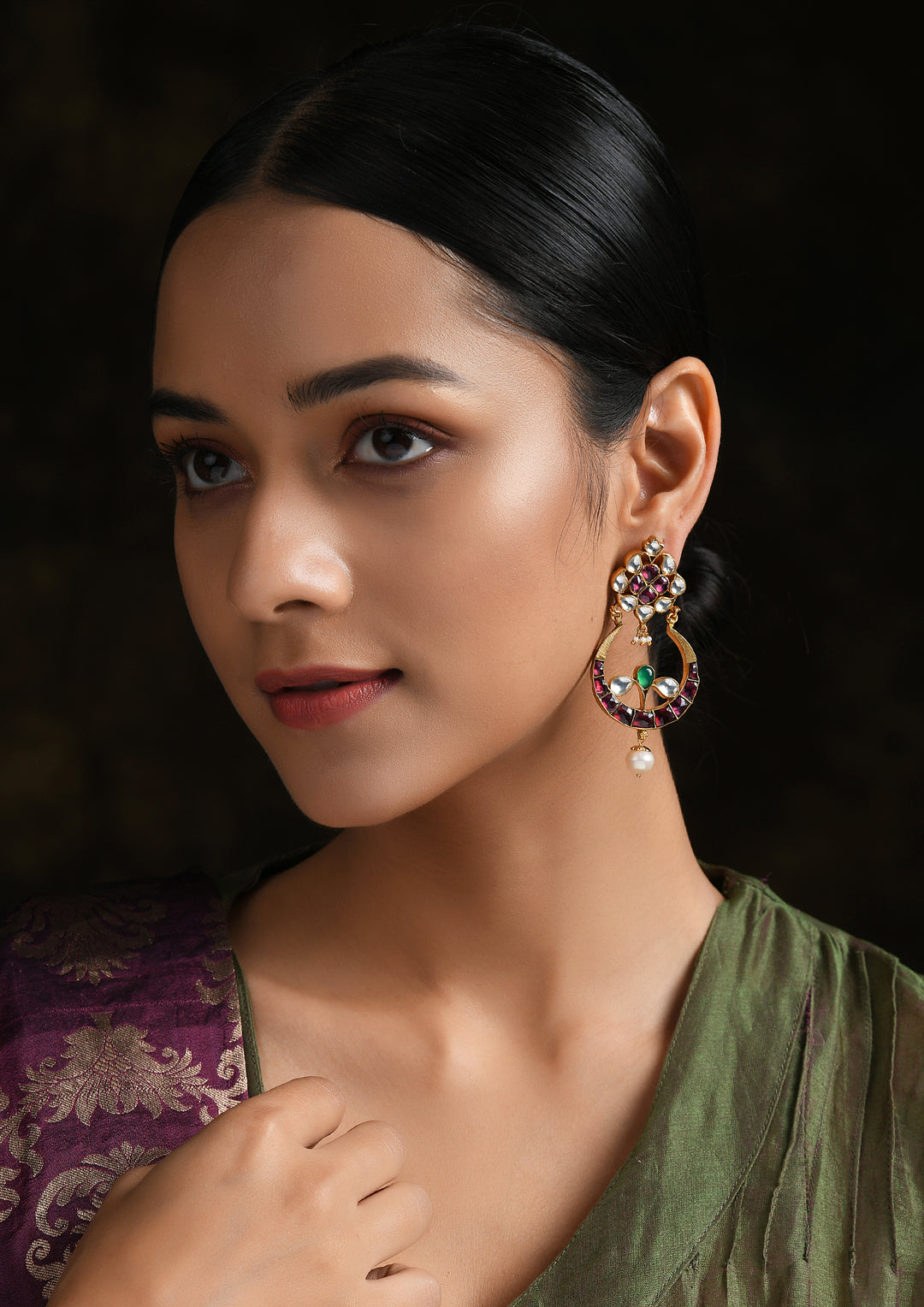 Multicolored Chaandbalis With Gold Plated Disc And Pearl