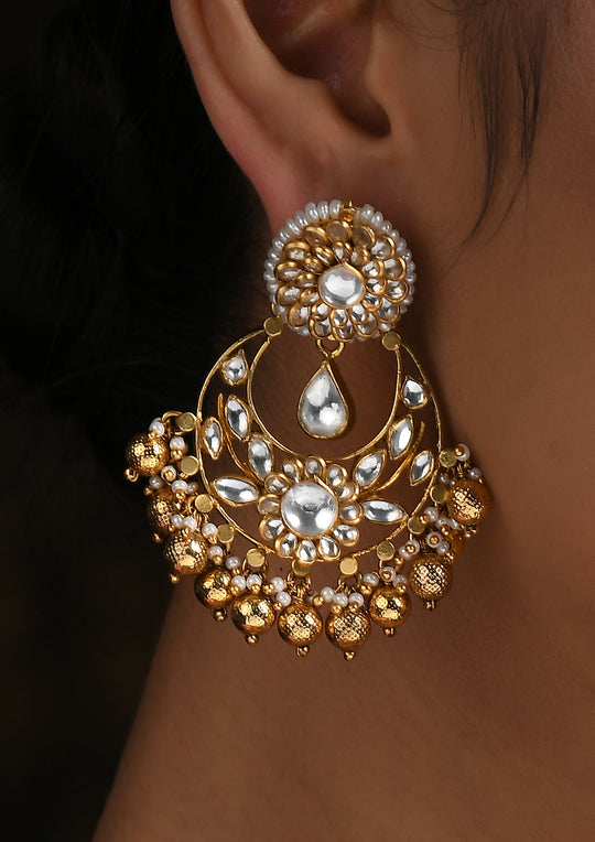 Gold Polish Chaandbalis With Pachikari And Polki