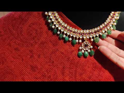 Victorian Style Multicolored Necklace With Semi-Emeralds