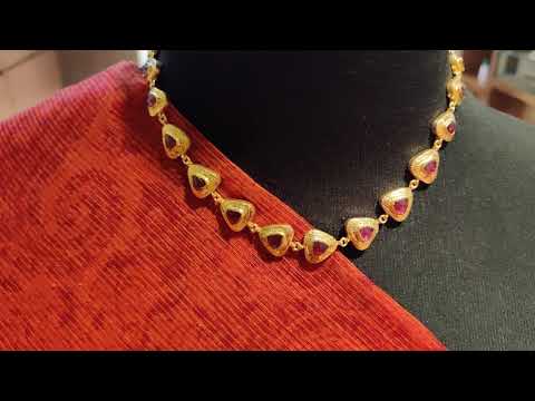 Delicate Gold Chiseled Tourmaline Necklace