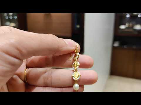 Dopehri Tri-colored Fish-Hook Earrings with Pearl Edging