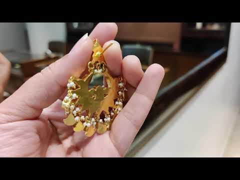 Navmi Rawa Chaandbalis With Fresh Water Pearls And Polki