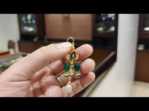 Dopehri Tribal Meenakari Fish Hook Earrings With Onyx Drops