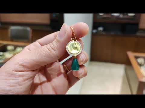 Dopehri Tribal Golden Fish Hook Earrings With Onyx Drops