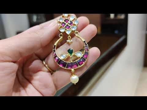 Multicolored Chaandbalis With Gold Plated Disc And Pearl