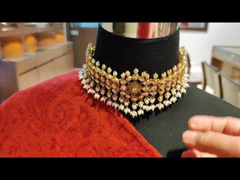 Classic Monochrome Kundan Choker With Pearl Hangings