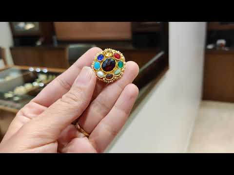 Navratna Adjustable Kundan Ring