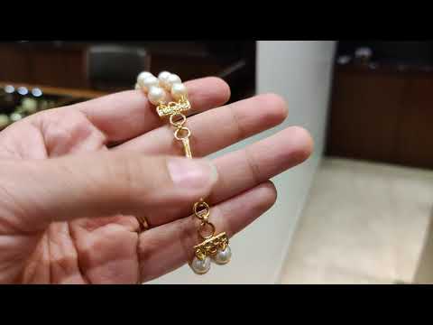 Izra Sterling Silver Onyx Big Pearl Strings Semi-Moissanite Bracelet