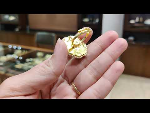 Floral Adjustable Ring With Pachikari, Polki And Pearls