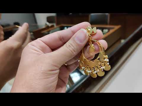Navmi Lotus Chaandbalis With Polki And Gold Polish