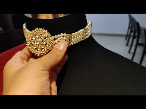 Golden Surya Choker With Fresh Water Pearls