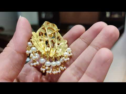Navmi Golden-White Pankhi Chaandbalis with Pearl Drops