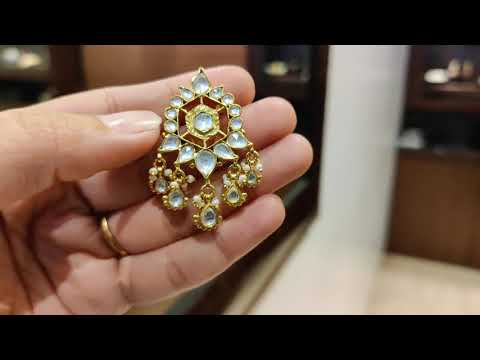 Navmi Monochrome Tribal Studs with Kundan Drops and Gold Plating