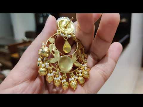 Gold Polish Chaandbalis With Pachikari And Polki