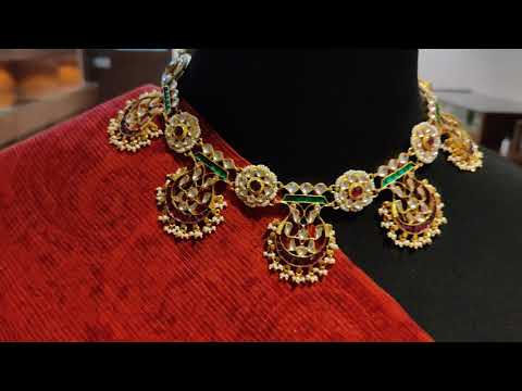 Navmi Multicolored Pankhi Necklace With Gold Plating