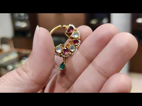 Navmi Signature Multicolored Kundan Clip-On Nath