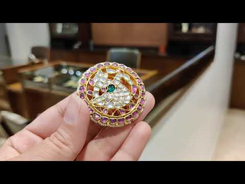 Navmi Multicolored Kundan Rooster Studs With Polki
