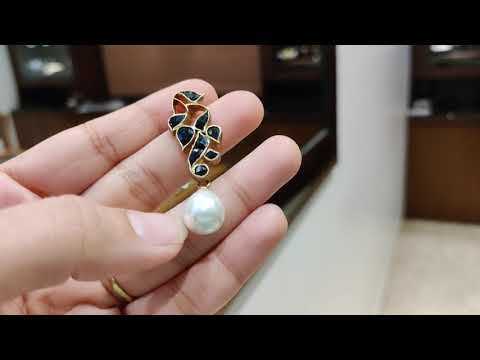 Dopehri Contemporary Peacock Cocktail Earrings With Pearls Drops