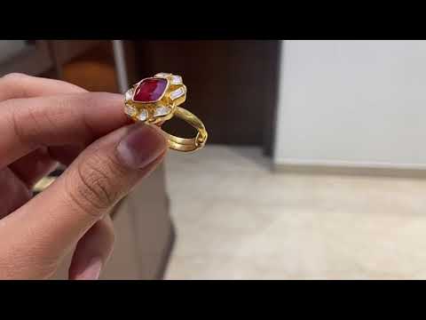 Sterling Silver Red Victoria Ring (Adjustable)