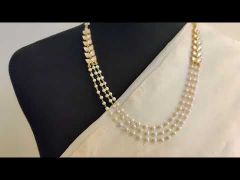 Golden Mango Short Necklace with Pearls Vamika Silver Jaipur