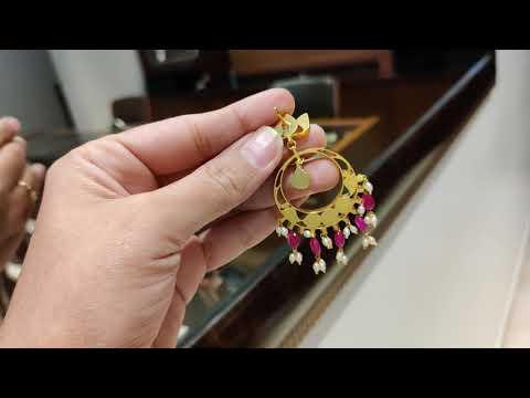 Navmi Lotus Chaandbalis With Polki and Ruby Drops