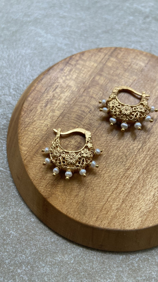 Basket Baali Earrings with Pearls