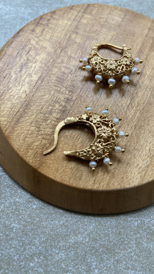 Basket Baali Earrings with Pearls