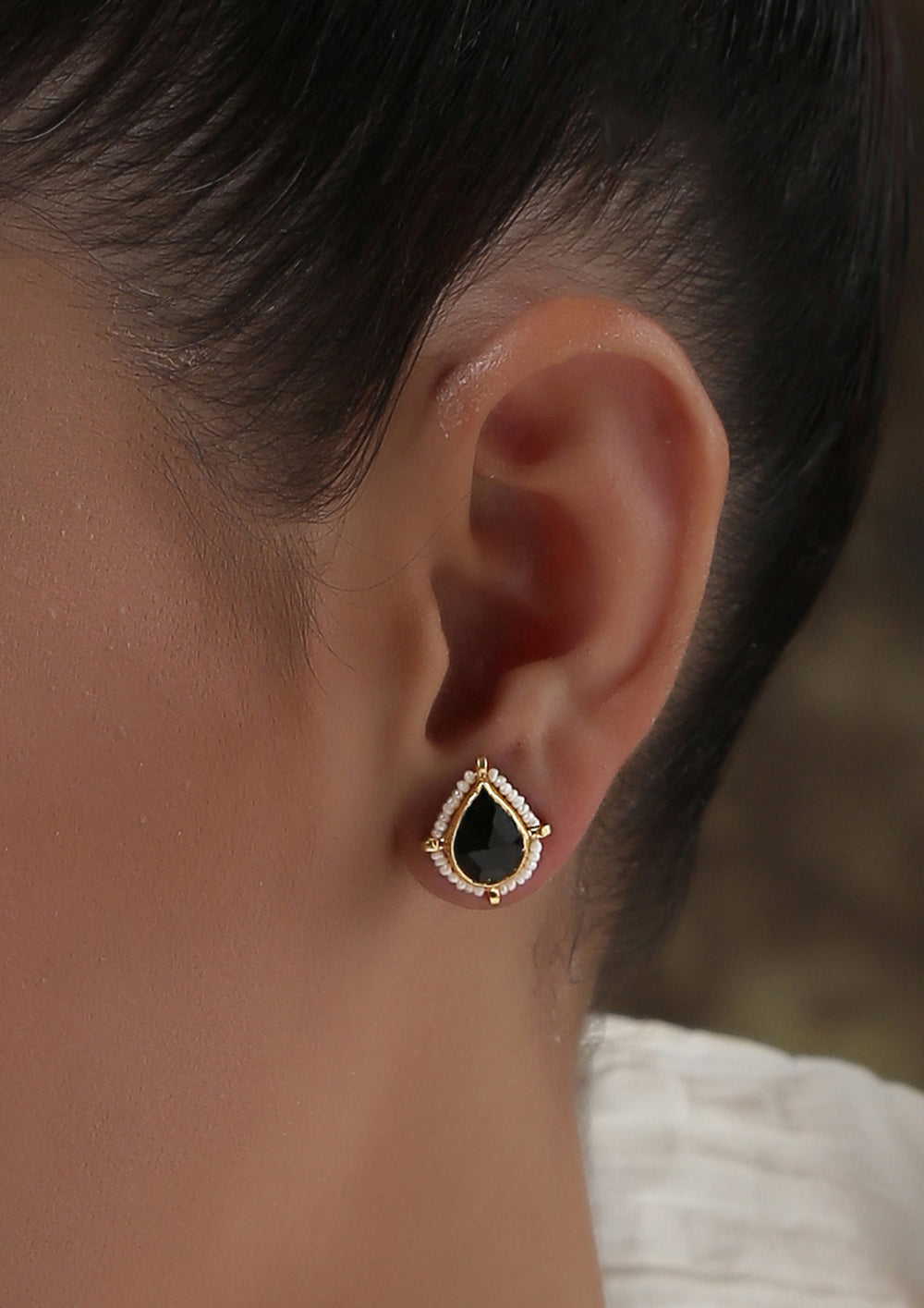 Boond Doe Eyes Studs with Pearl Fringe