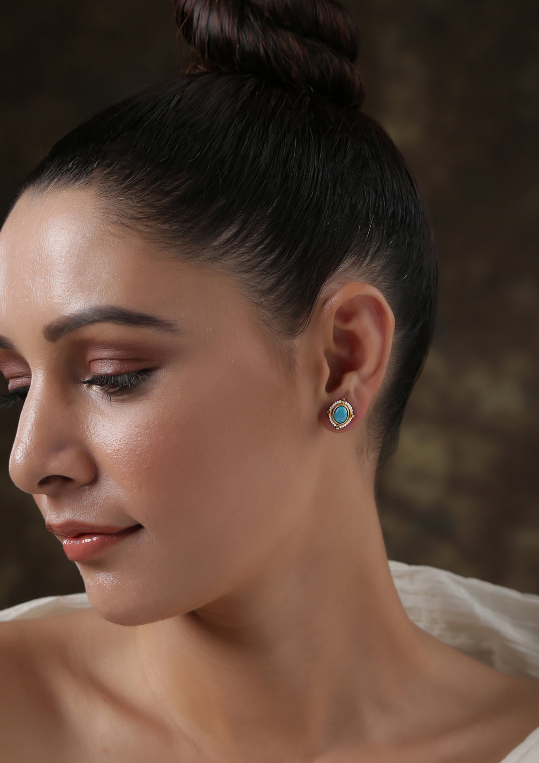 Boond Turqoise Underwater Oval Studs with Pearl Fringe