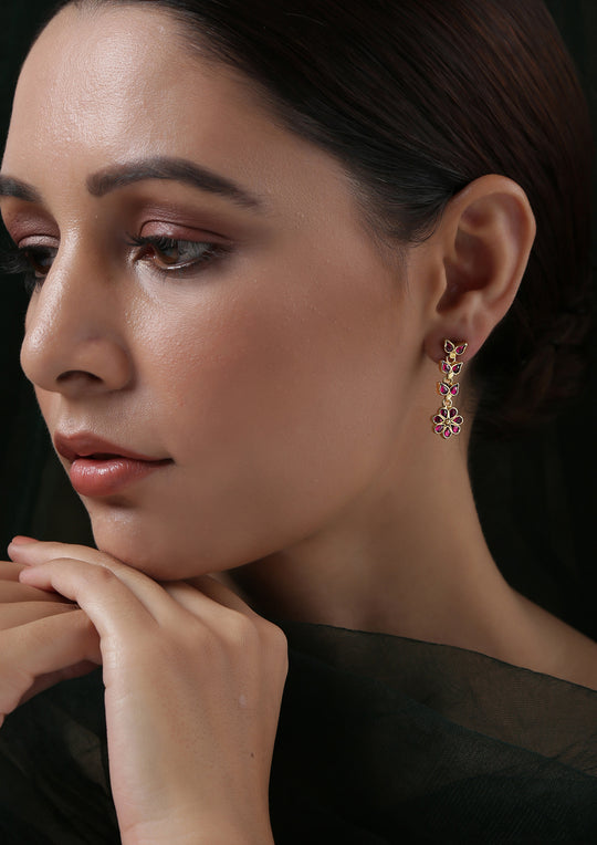 Dopehri Delicate Floral Tourmaline Dangler Earrings