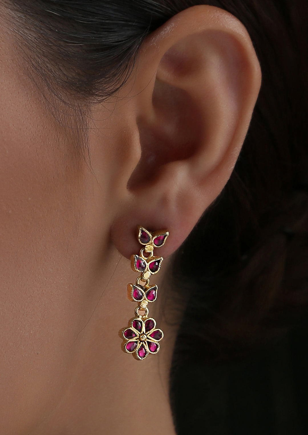 Dopehri Delicate Floral Tourmaline Dangler Earrings
