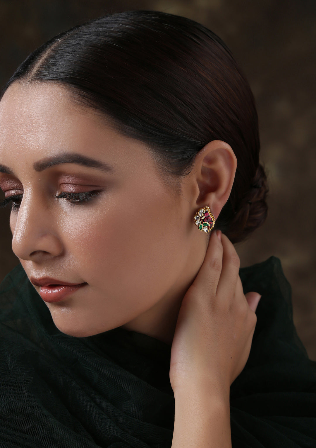 Multicolored Conch Shell Studs
