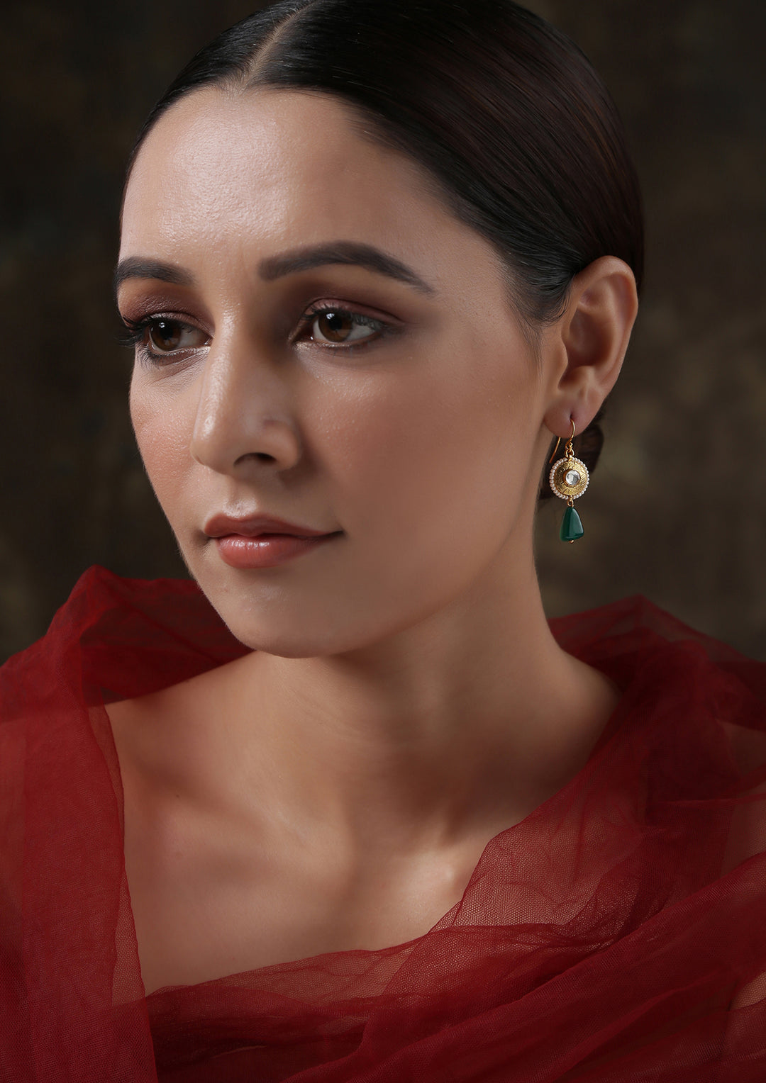 Dopehri Tribal Golden Fish Hook Earrings With Onyx Drops