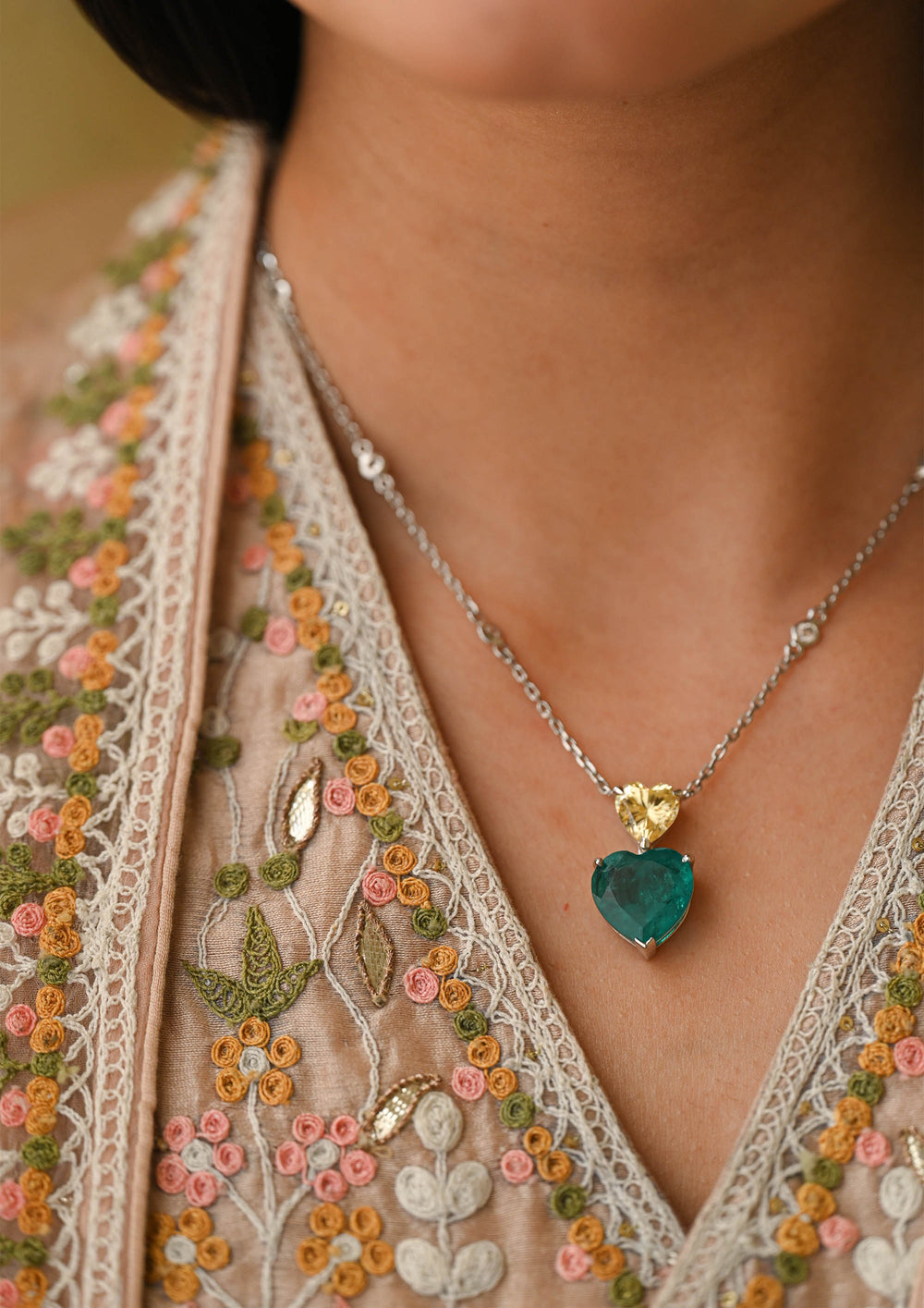 Sterling Silver Forest Heart Necklace