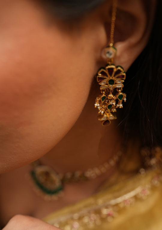 Rangoli Multicolored Earrings with Kanauti